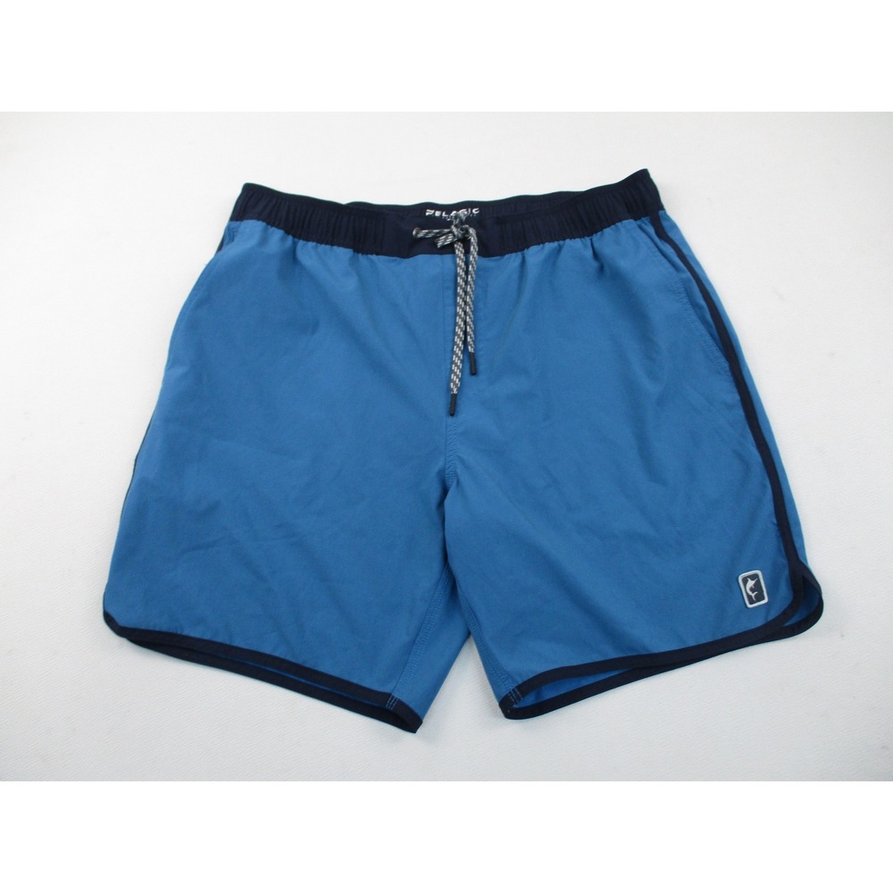 Pelagic Board Shorts Men XL Blue High Performance Fishing Swim Trunks Drawstring